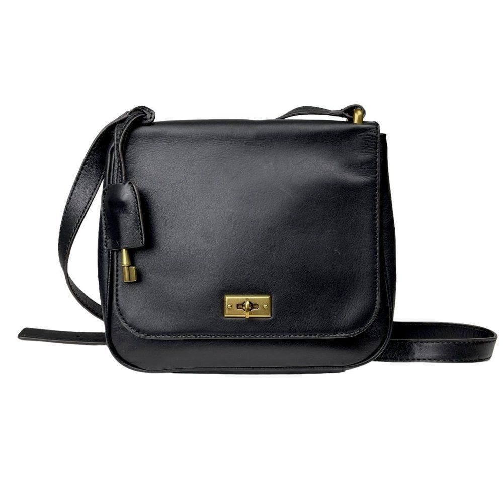 FOSSIL Memoir Novella Black Small Flap Leather Crossbody Purse